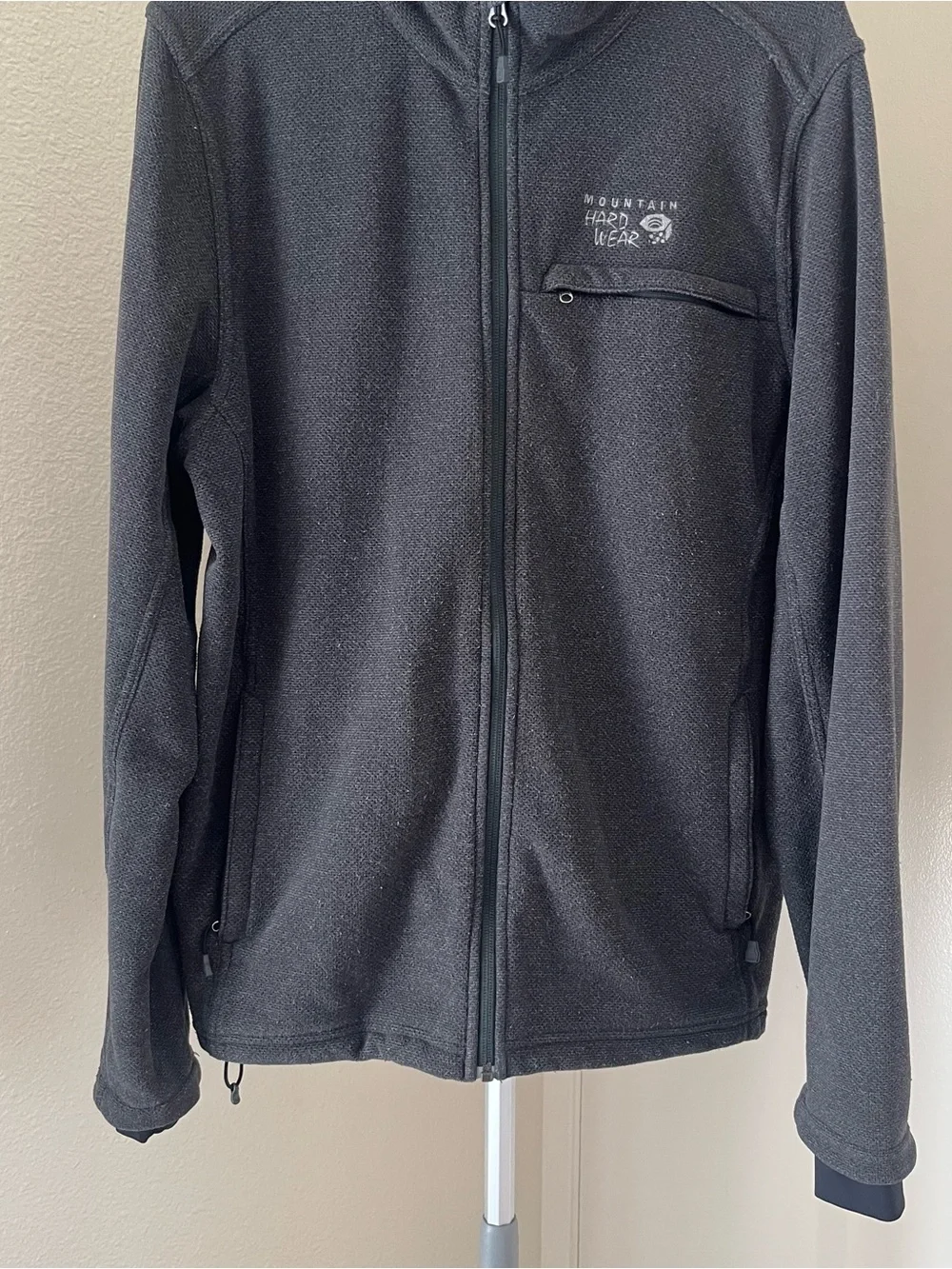 Mountain Hardwear Full Zip Fleece Jacket Gray Textured OM5961 Size M
